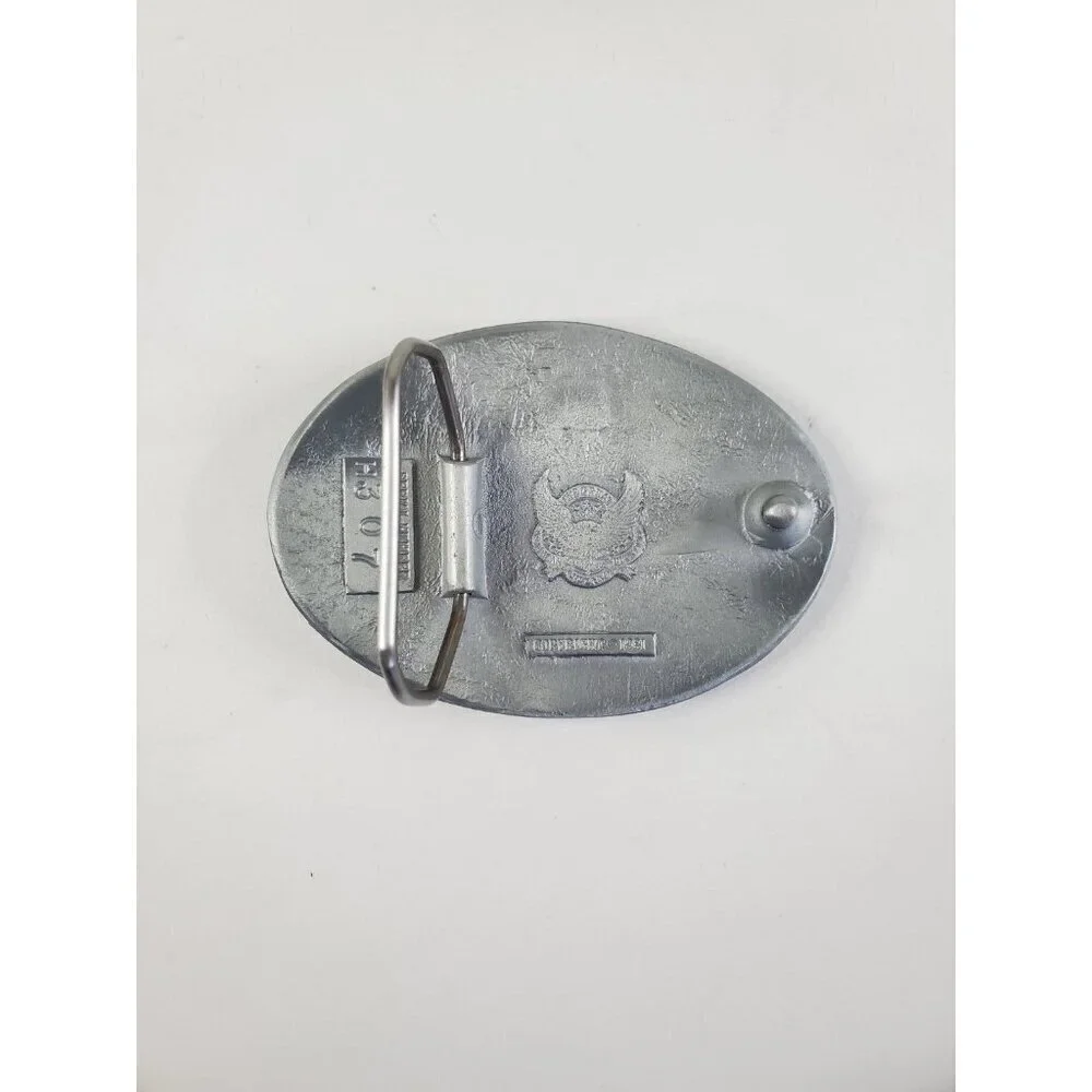 Belt Buckle Men's Cowboy‎ Riding Bull Bucking Pewter Roped-Edge Pewter Vintage